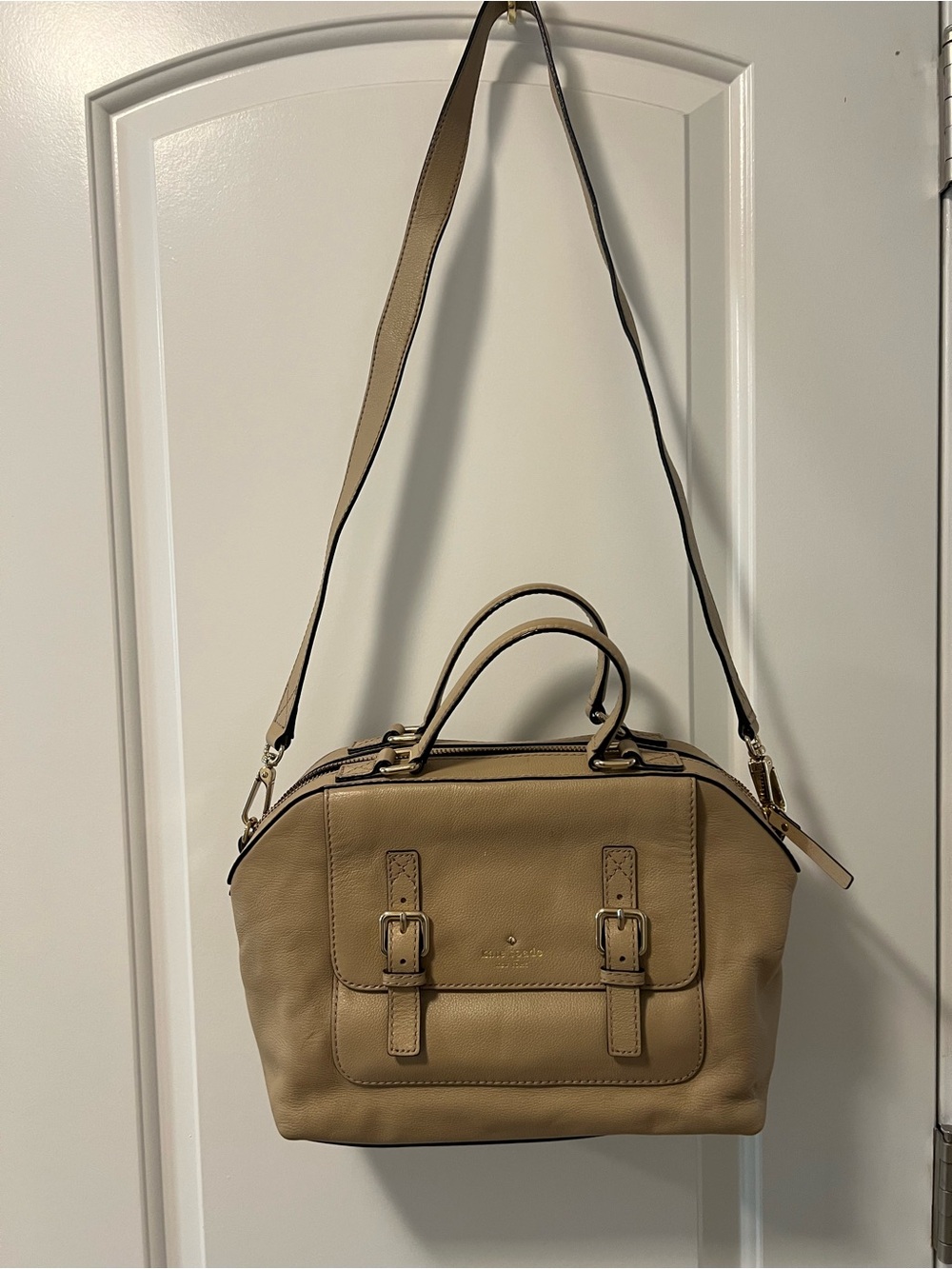 kate spade Beige/Tan Leather Satchel with Adjustable Strap